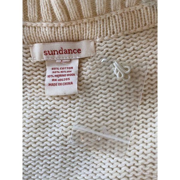 Sundance Knit Sweater Long Cardigan Ivory Shawl Collar M/L Cotton Nylon - Picture 8 of 16